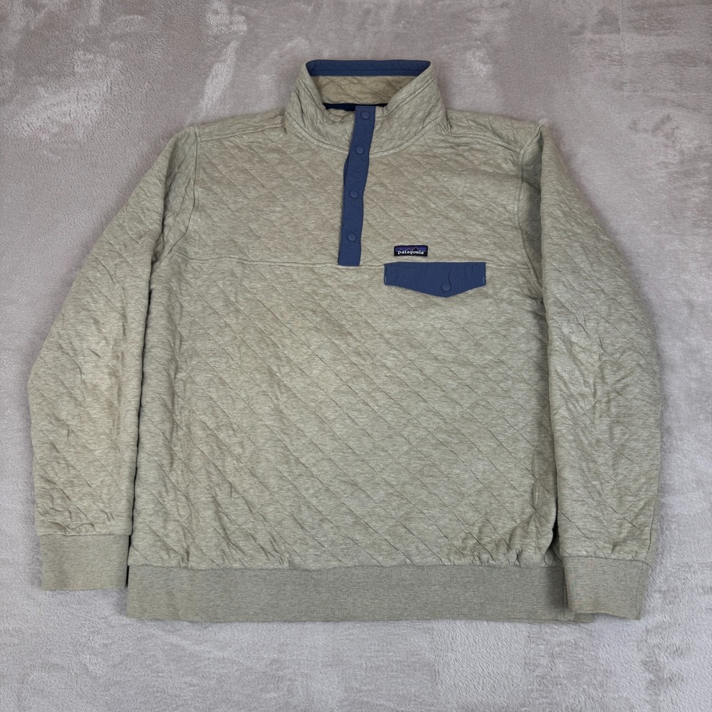 Patagonia Sweatshirt Mens XL‎ Gray Preowned Snap T Quilted Cotton Pullover